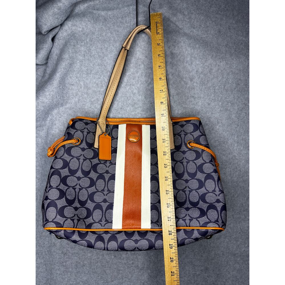 Coach Signature Stripe Canvas Carryall Tote Y2K Preppy - Picture 9 of 13